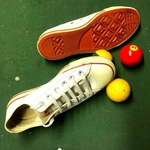 White leather low top RED BOTTOMS Converse!